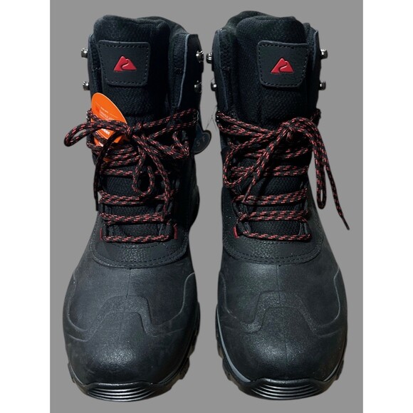 Ozark Trail Men’s Size 13 Leather Snow Boots Black Red Waterproof Winter NEW - Picture 5 of 9